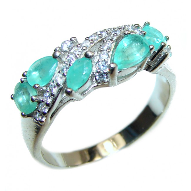 Emerald .925 Sterling Silver handmade Ring size 7 1/4