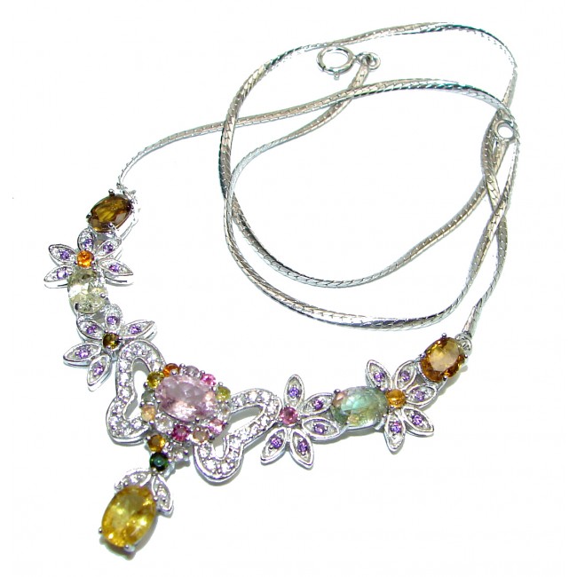 Sublime Natural Tourmaline .925 Sterling Silver handcarfted Necklace