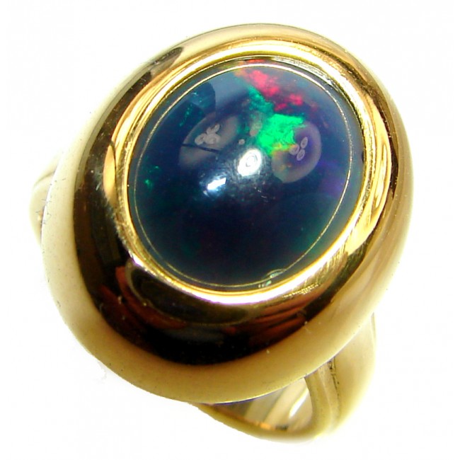 Rich Design 5ctw Genuine Black Opal 18K Gold over .925 Sterling Silver handmade Ring size 4 1/2