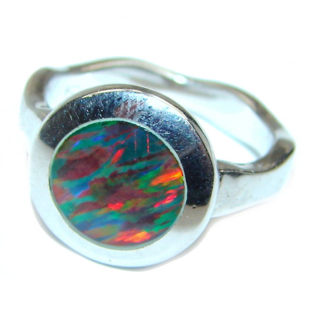 Australian Doublet Opal .925 Sterling Silver handmade ring size 6 1/4