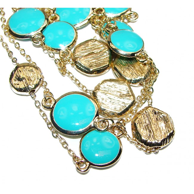 Gold over Sterling Silver Turquoise 38 inches Long Station Necklace