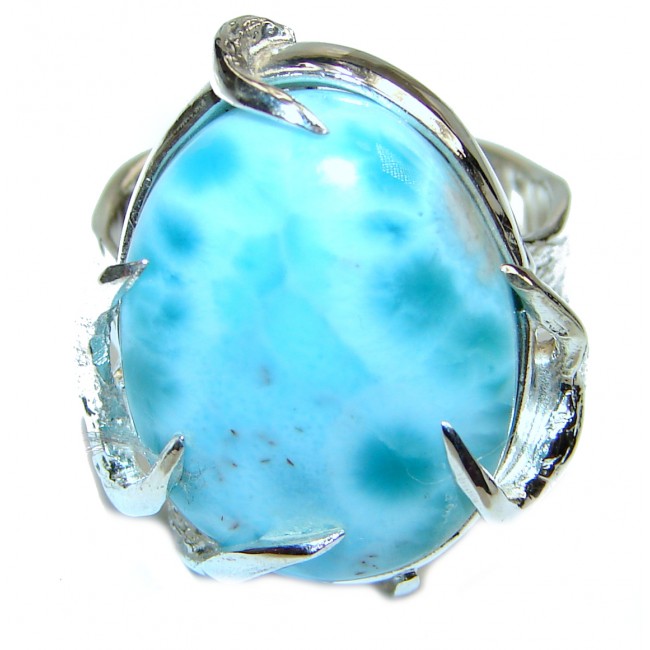Aqua Natural Dominican Republic Larimar .925 Sterling Silver handcrafted Ring s. 9 1/2