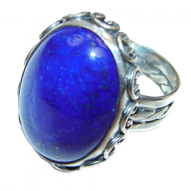 LARGE Natural Lapis Lazuli .925 Sterling Silver handcrafted ring size 5
