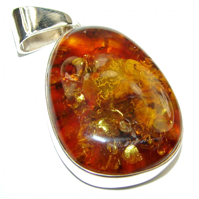 Golden Tears Amber .925 Sterling Silver entirely handcrafted pendant
