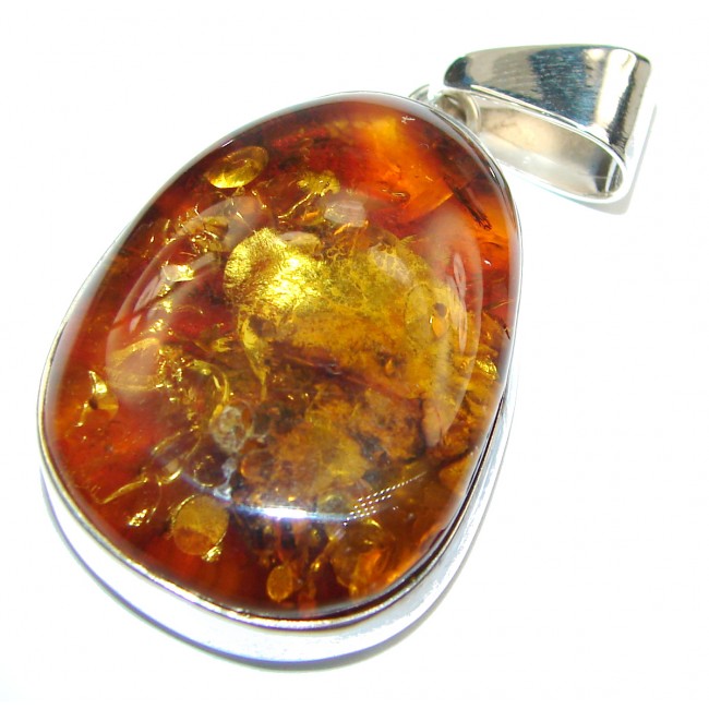 Golden Tears Amber .925 Sterling Silver entirely handcrafted pendant
