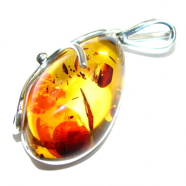 Beauty Without End Honey Baltic Amber .925 Sterling Silver handmade Pendant