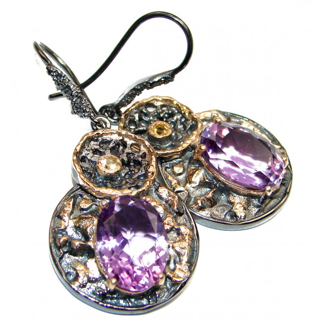 Heather Valley Amethyst .925 Sterling Silver handcrafted bohemian style earrings