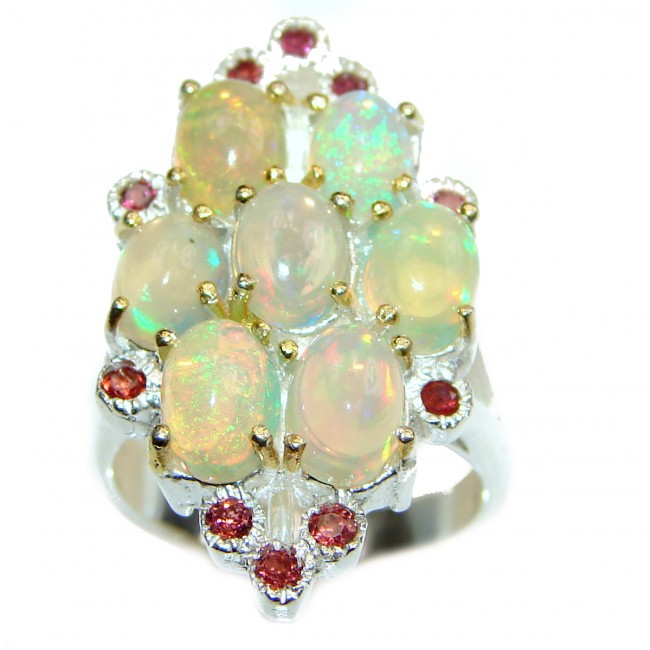 Open Sky Ethiopian Opal 18k Gold over .925 Sterling Silver handcrafted ring size 7