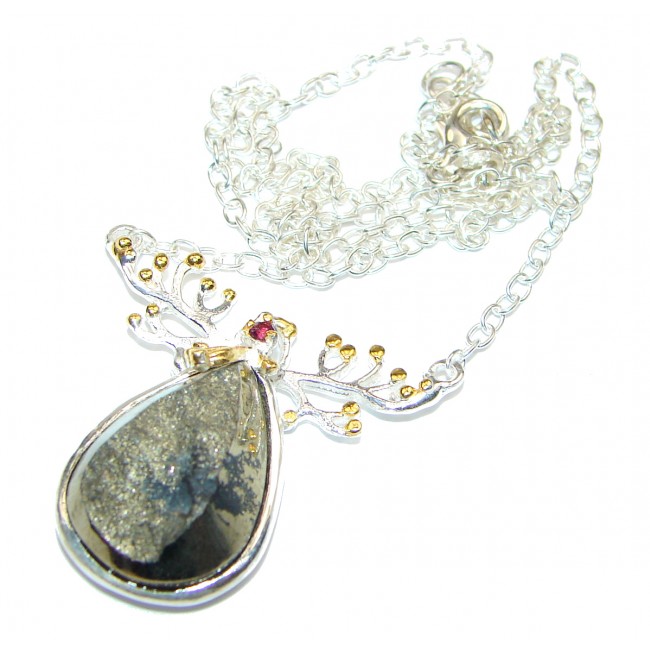 Unique Design Genuine Rough Pyrite Sterling Silver handmade necklace