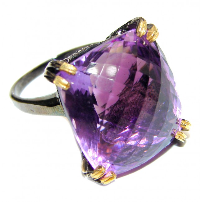 Radiant cut 55ctw Amethyst black rhodium over .925 Sterling Silver brilliantly handcrafted ring s. 9