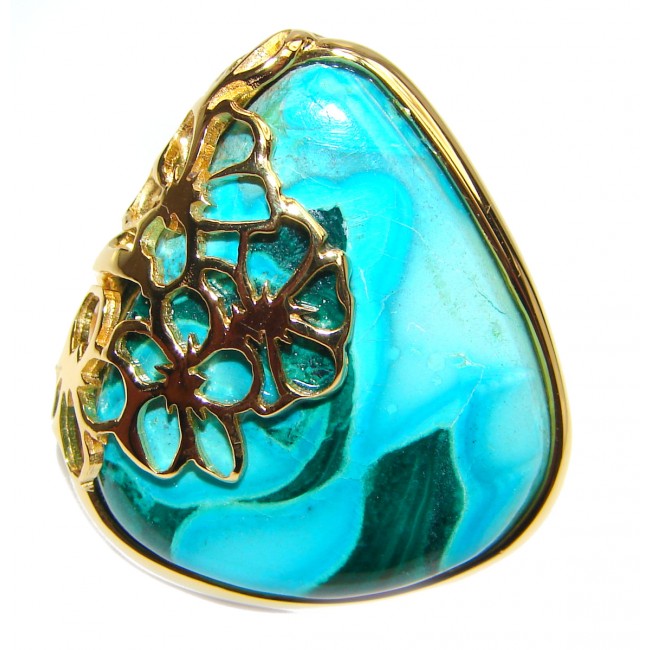 Stone Of Harmony Parrots Wing Chrysocolla 18K Gold over .925 Sterling Silver ring s. 8 1/4