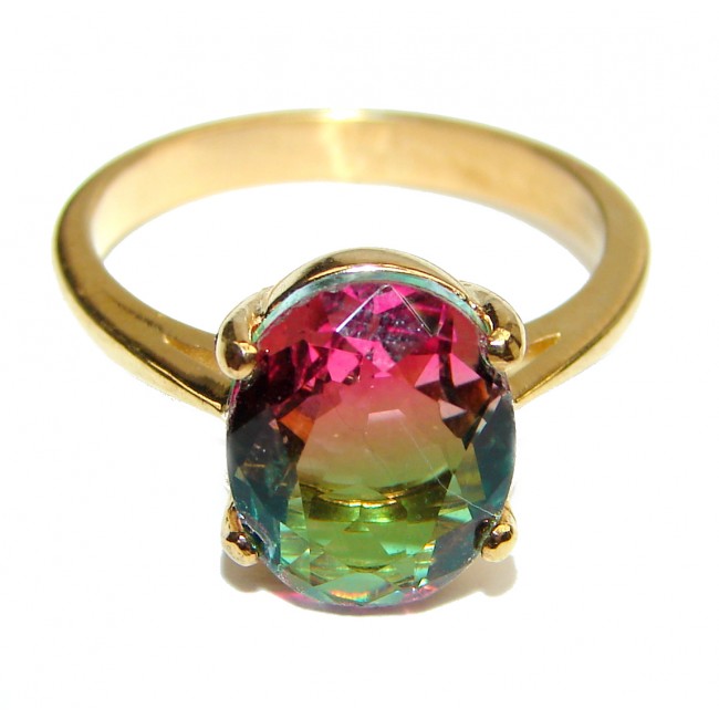 Top Quality Tourmaline 18K Gold over .925 Sterling Silver handcrafted Ring s. 7 1/4
