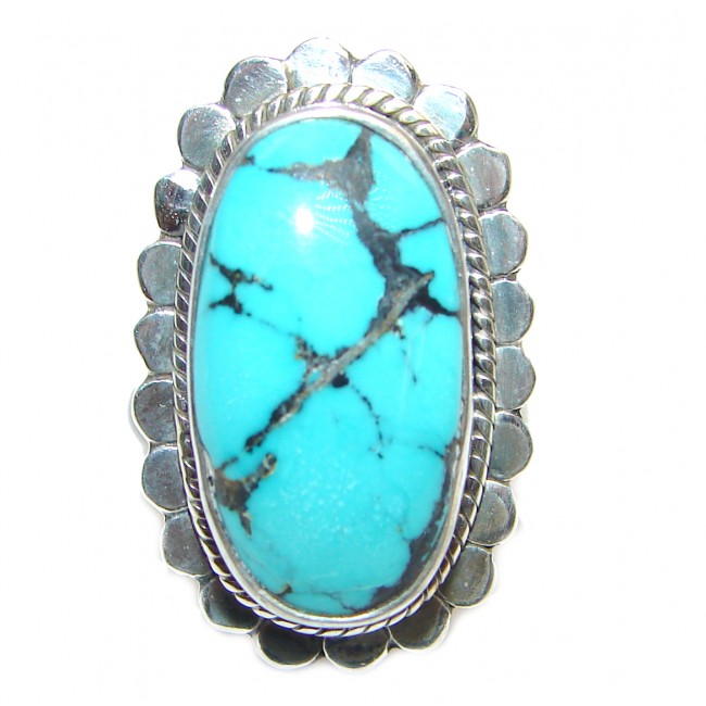 Great quality genuine Turquoise .925 Sterling Silver handcrafted Ring size 6