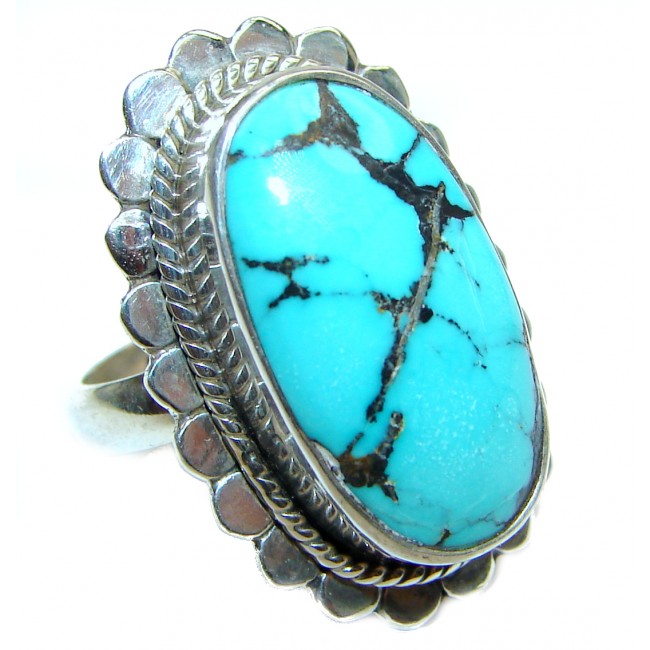 Great quality genuine Turquoise .925 Sterling Silver handcrafted Ring size 6