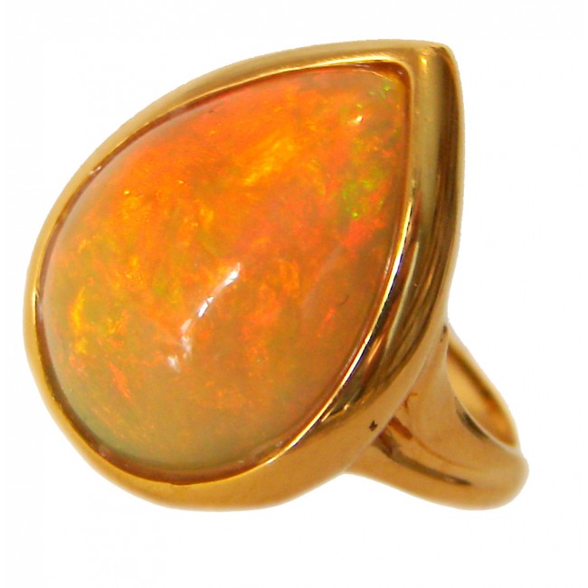 Spectacular 28.4ct Ethiopian Opal 18k yellow Gold over .925 Sterling Silver handcrafted ring size 6