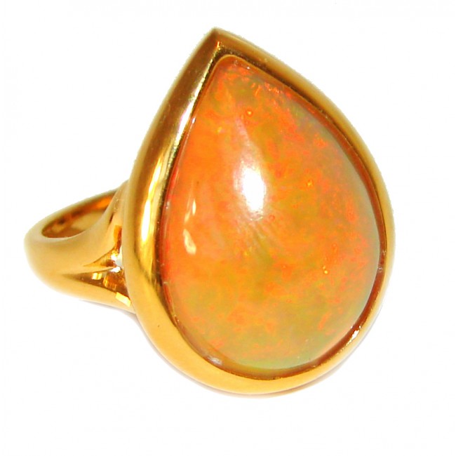 Spectacular 28.4ct Ethiopian Opal 18k yellow Gold over .925 Sterling Silver handcrafted ring size 6