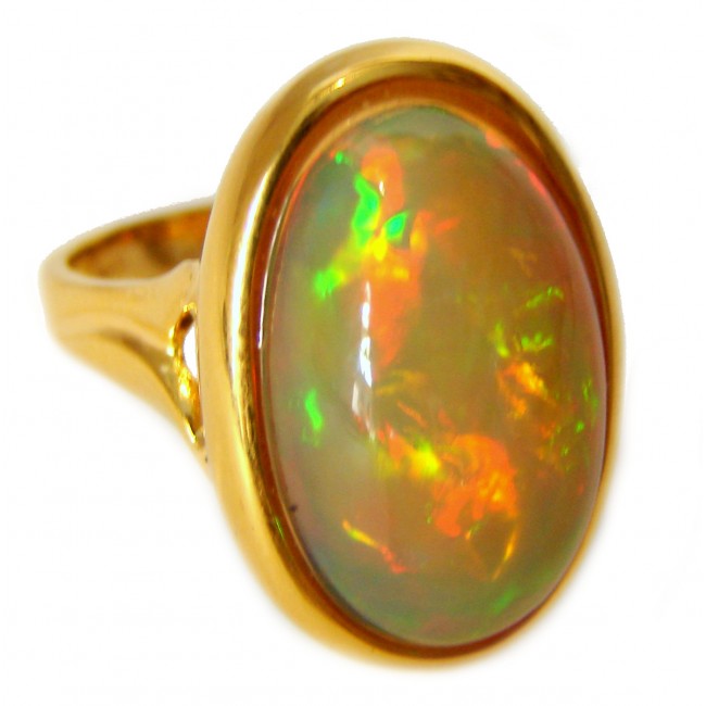 One-of-a-kind 29ct Ethiopian Opal 18k yellow Gold over .925 Sterling Silver handcrafted ring size 8