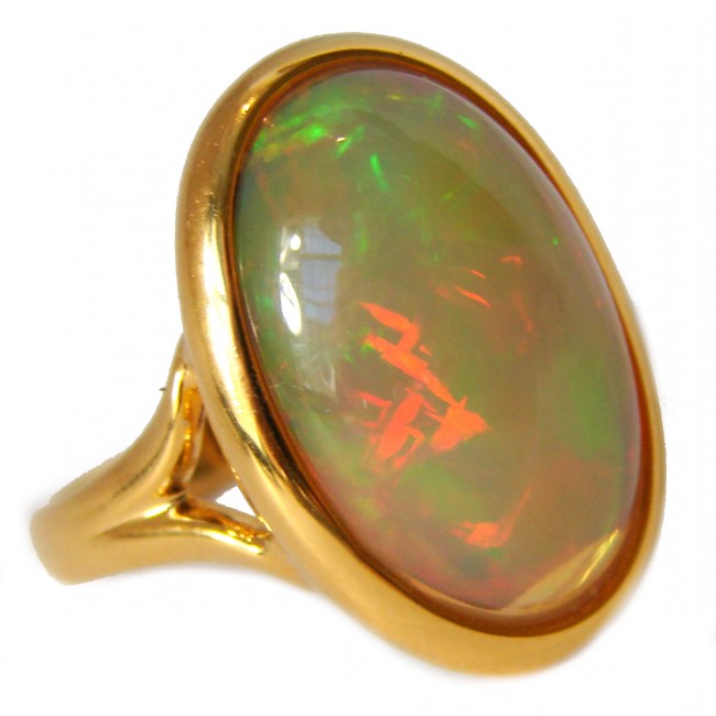 One-of-a-kind 29ct Ethiopian Opal 18k yellow Gold over .925 Sterling Silver handcrafted ring size 8