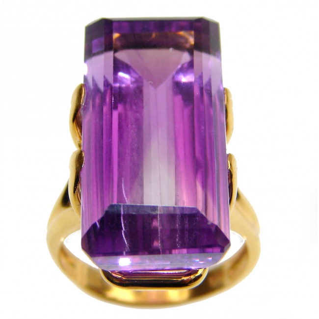 Baguette 44.6ctw Amethyst 18K Gold over .925 Sterling Silver Coctail Ring size 7