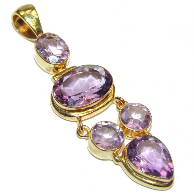 Lilac Blessings spectacular 64.3ct Amethyst 18K Gold over .925 Sterling Silver handcrafted pendant