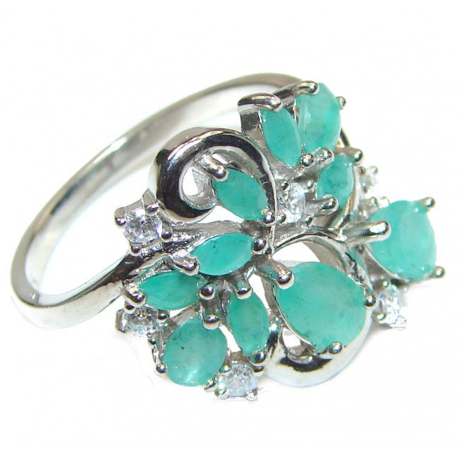 Emerald .925 Sterling Silver handmade Ring size 8