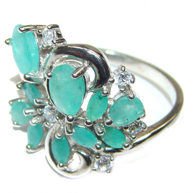 Emerald .925 Sterling Silver handmade Ring size 8