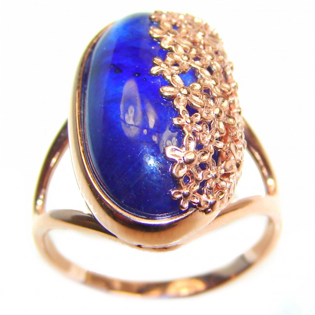 Genuine 27.3ctw Sapphire rose Gold over .925 Sterling Silver handcrafted Statement Ring size 9 1/2