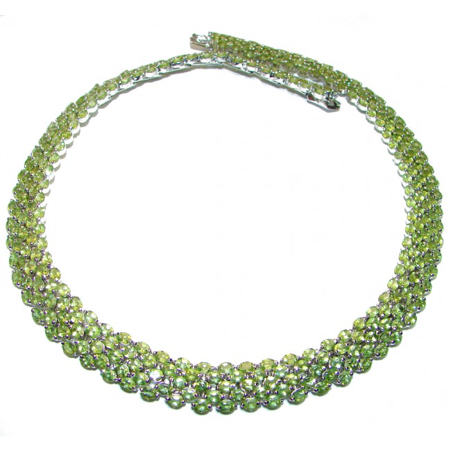 LARGE Great Masterpiece genuine Peridot .925 Sterling Silver handmade necklace