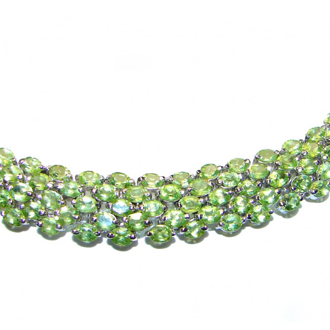 LARGE Great Masterpiece genuine Peridot .925 Sterling Silver handmade necklace