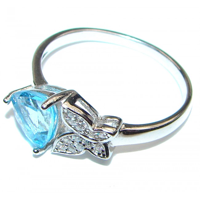 Melissa Genuine Swiss Blue Topaz .925 Sterling Silver handcrafted Statement Ring size 9