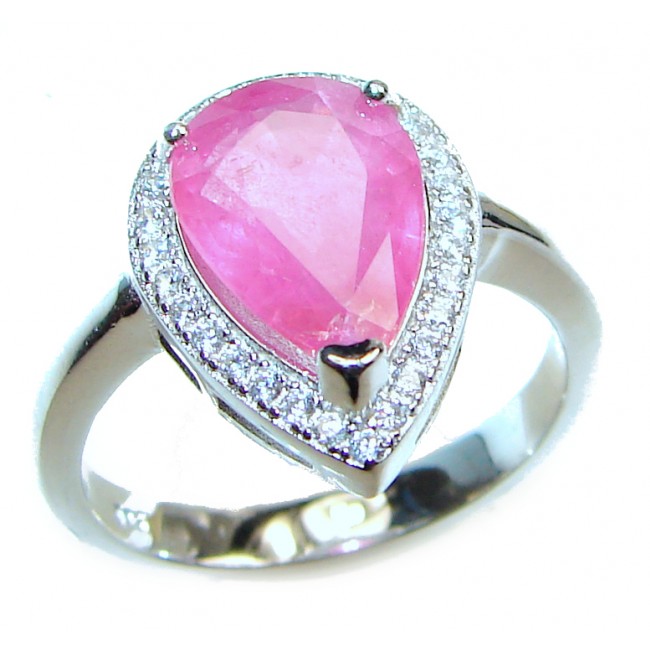 Genuine 0.8 ctw Kashmir Ruby .925 Sterling Silver handcrafted Statement Ring size 7 1/2
