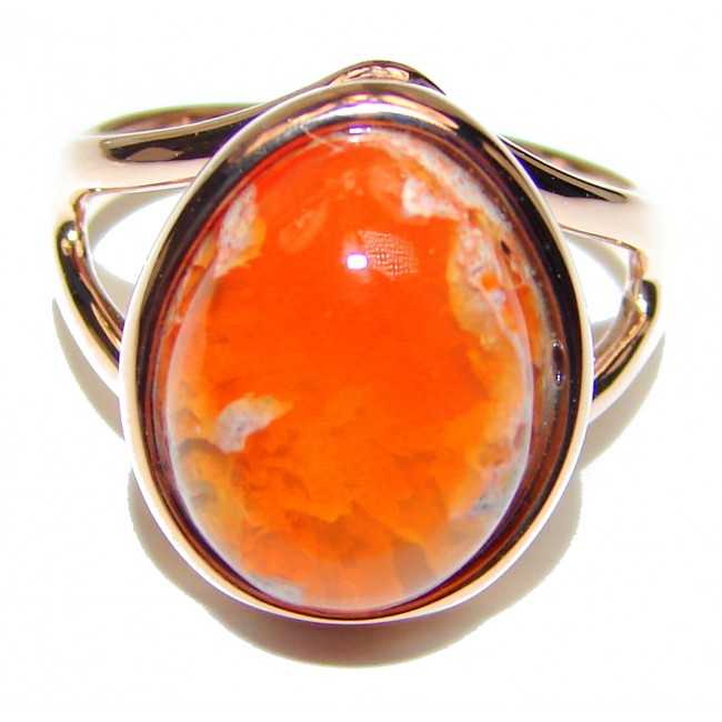 "Magical Aura" Mexican Opal Rose Gold over .925 Sterling Silver handcrafted Ring size 7 1/4