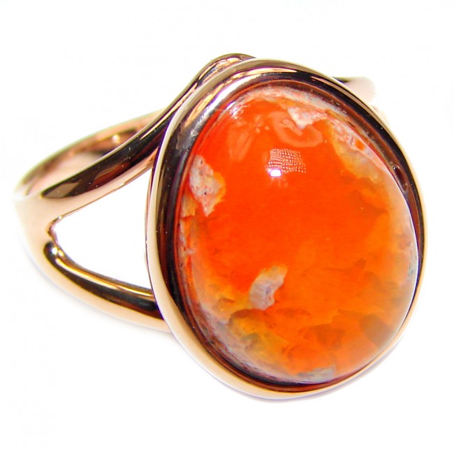 "Magical Aura" Mexican Opal Rose Gold over .925 Sterling Silver handcrafted Ring size 7 1/4