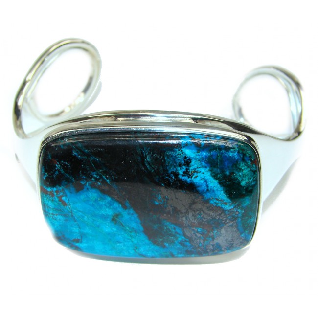 LARGE Genuine Parrot's wing Chrysocolla .925 Sterling Silver handmade Bracelet Cuff