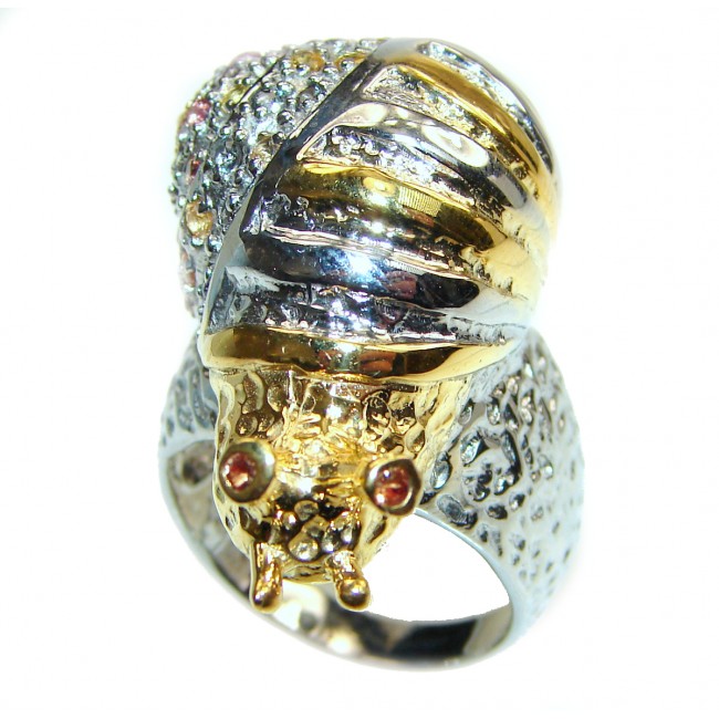 Huge Golden Snail .925 Sterling Silver handmade HUGE Ring size 8 1/4
