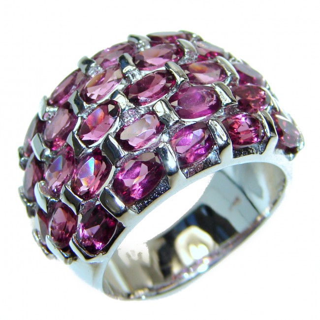 Dazzling natural Red Garnet & .925 Sterling Silver handcrafted ring size 8 1/2