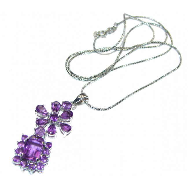 Great genuine African Amethyst .925 Sterling Silver handmade Necklace