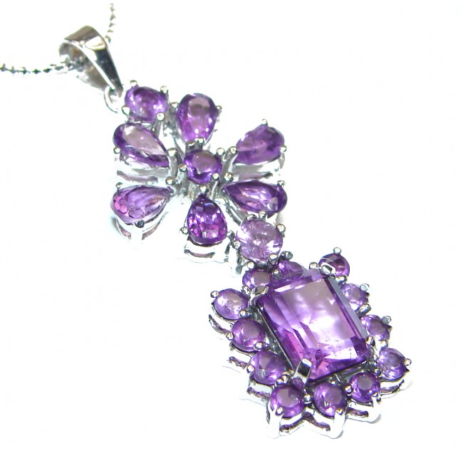 Great genuine African Amethyst .925 Sterling Silver handmade Necklace