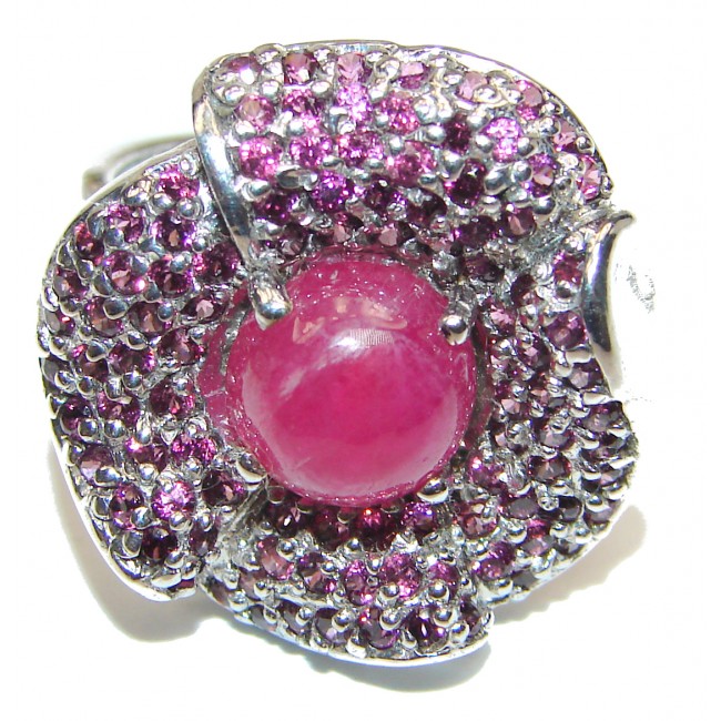 Red Rose Authentic Ruby Garnet .925 Sterling Silver Ring size 8 3/4