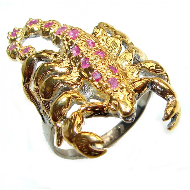 Scorpio Authentic Ruby 14k Gold over .925 Sterling Silver Statement ring size 8 3/4