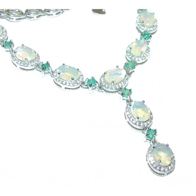 Exclusive Ethiopian Fire Opal Emerald .925 Sterling Silver handmade Necklaces