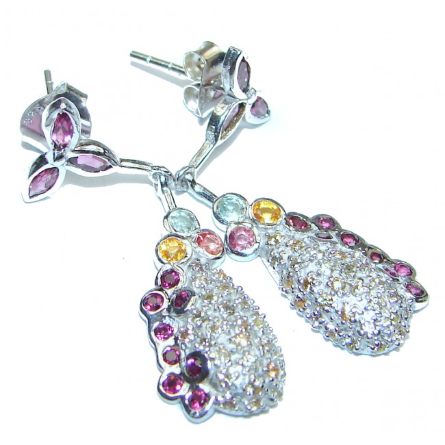 Fancy best quality Garnet Sapphire .925 Sterling Silver handcrafted earrings