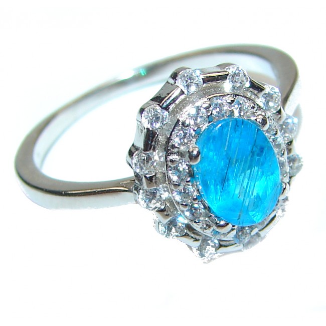 Genuine Swiss Blue Topaz .925 Sterling Silver handcrafted Statement Ring size 6 3/4