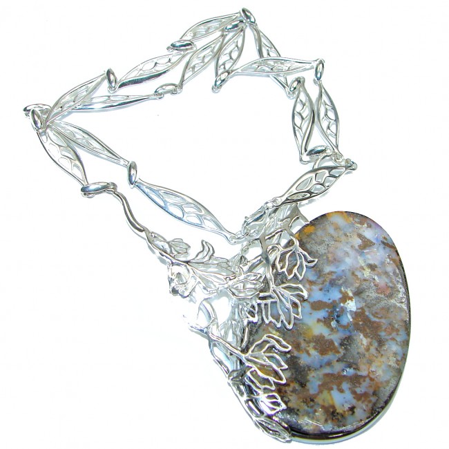 Natural Earth Mined Opaque Australian Boulder Opal oxidized .925 Sterling Silver handcrafted necklace