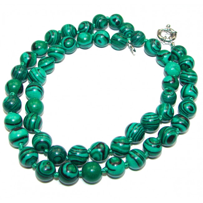 lab. created Malachite .925 Sterling Silver handmade station Necklace