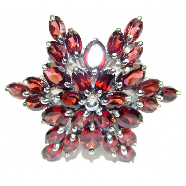 Dazzling natural Red Garnet & .925 Sterling Silver handcrafted ring size 8 1/4