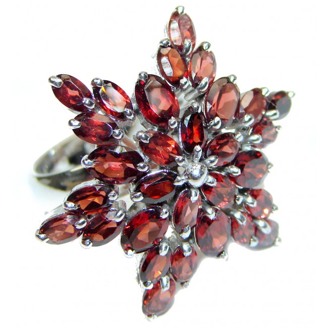 Dazzling natural Red Garnet & .925 Sterling Silver handcrafted ring size 8 1/4