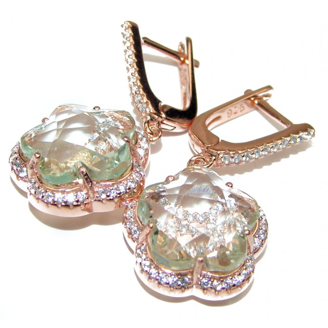 Exclusive Green Amethyst rose gold over .925 Sterling Silver Earrings