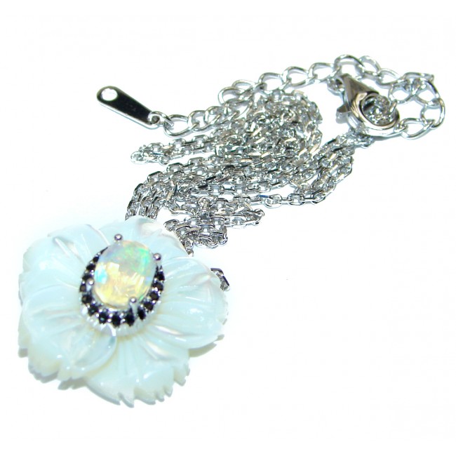 Ethiopian Opal Mother of Pearl .925 Sterling Silver handmade Necklace