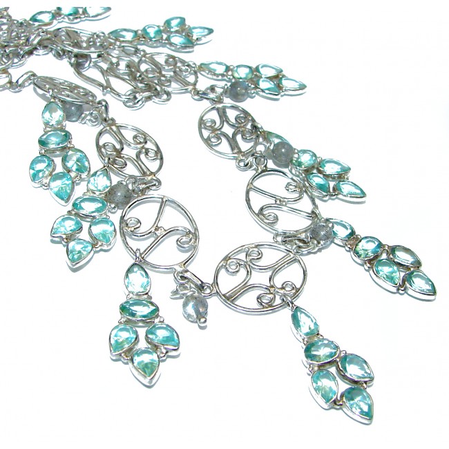 Cleopatra Blue Quartz Topaz .925 Sterling Silver handmade necklace